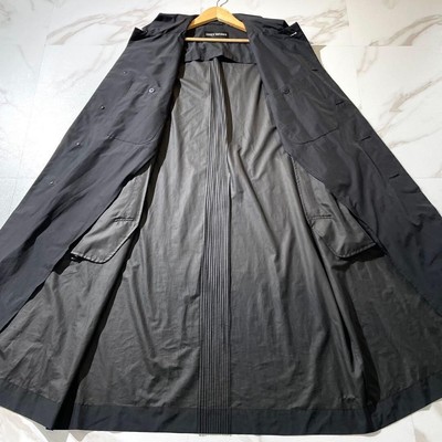ISSEY MIYAKE MEN back pleated trench coat black size 3 Solid