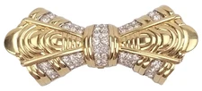 Nina Ricci Gold Plated Brooch/Pin/Pendant with Swarovski Crystals Bow Tie Shape