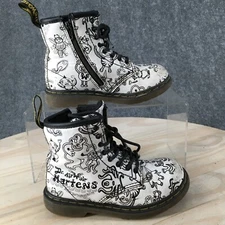 Dr Martens Boots Kids 9 Boys Air Wair Brooklee Wiggy Ankle Bootie White Leather