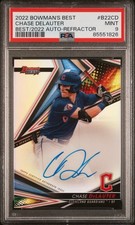 2022 Bowman’s Best Chase DeLauter ON CARD AUTO PSA 9 CLE Guardians Refractor