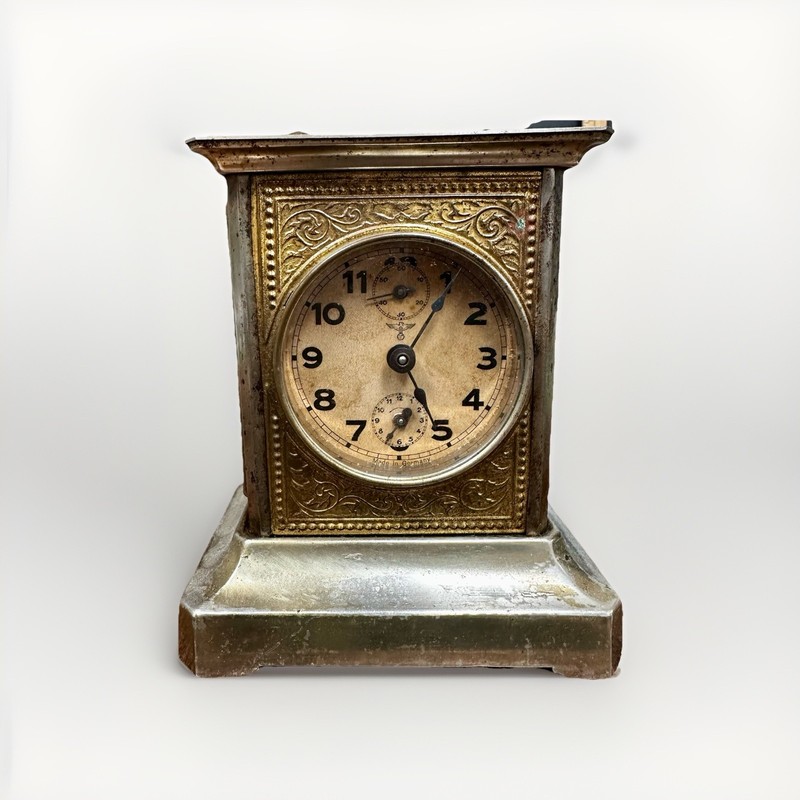 Antique JUNGHANS Mantel Clock Musical Alarm Brass Shelf Clock Germany