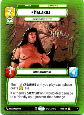 Malakili - Loving Rancor Keeper 7 Organized Play Promos Star Wars Unlimited NM