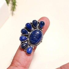 Natural Lapis Lazuli Gemstone Handmade 925 Sterling Silver Ring Gift For Her