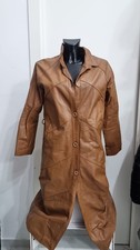 Veste Manteau Femme En Cuir Véritable Marron Taille 38 AN664