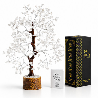 Klarer Quarz Kristall Lebensbaum - Heil Edelstein Dekor & Reiki Energie Geschenk