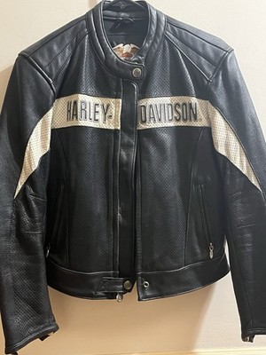 Woman s Harley-Davidson Black Leather Perforated Motorcycle Jacket Size S