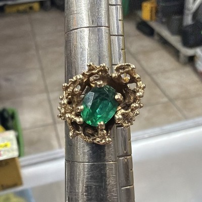 Vintage Rare RESCO 10K Yellow Gold Cocktail Nugget Ring 6.2g Size 6.25