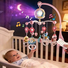 Baby Crib Mobile with Music and Lights,Moon Star Projector Toys with 108 Songs
