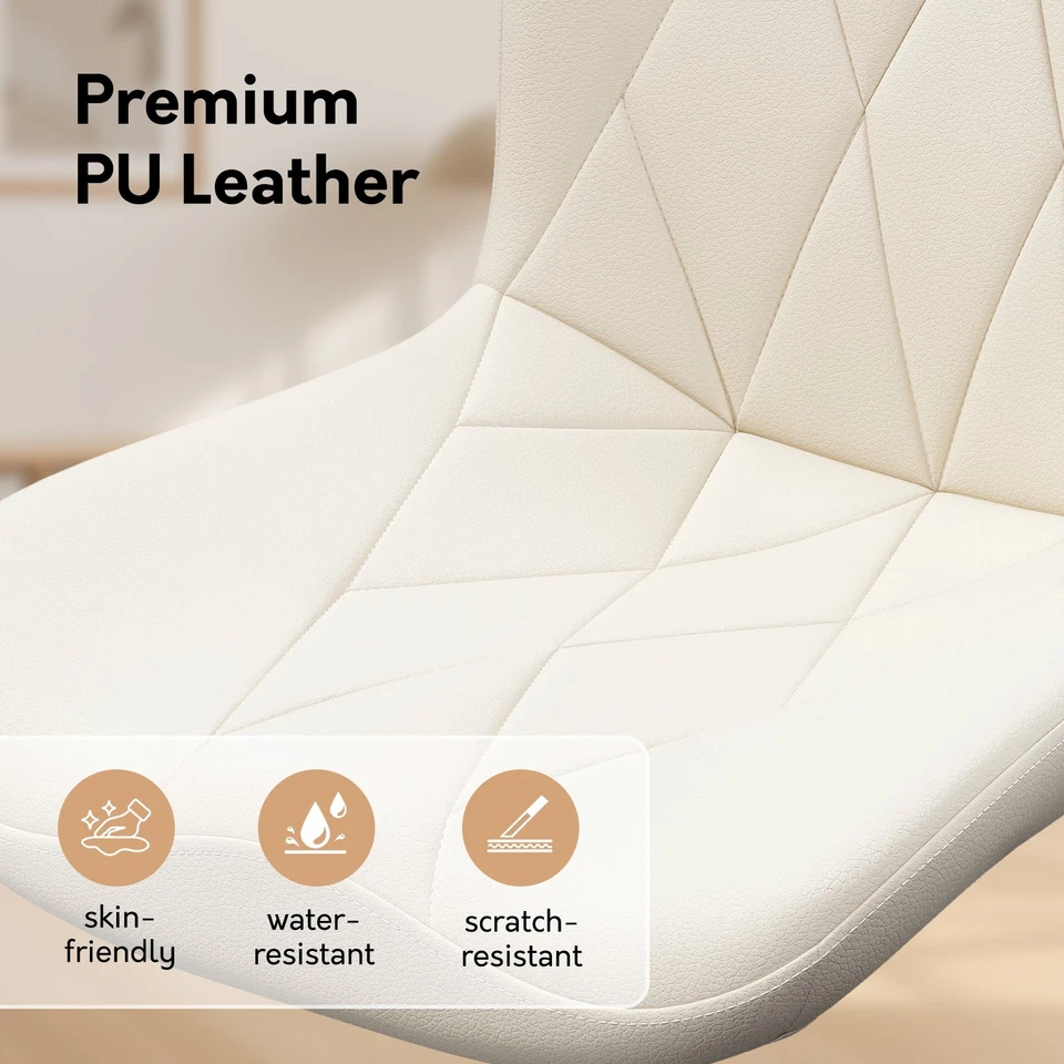 PU Leather Office Desk Chair Ergonomic Swivel Task Chair with Wheels 300lbs - Image 2 of 4