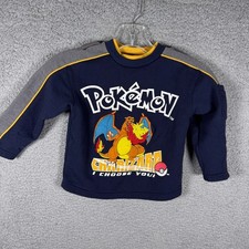 Vintage Pokemon Charizard I Choose You Navy Sweatshirt Kids Size 4 S 90s Y2K