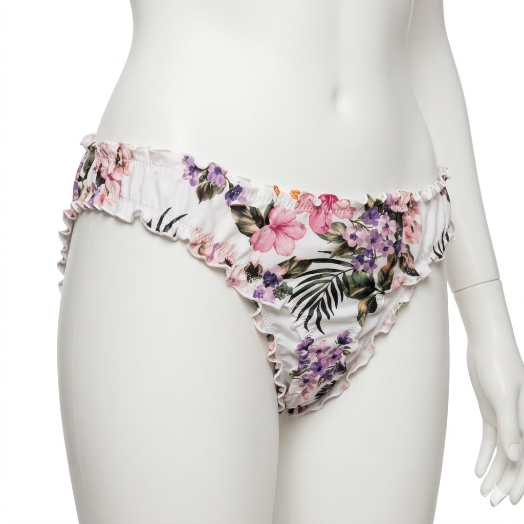 Shade & Shore Size S Women's Floral Ruffle Bikini Bottom Swimwear