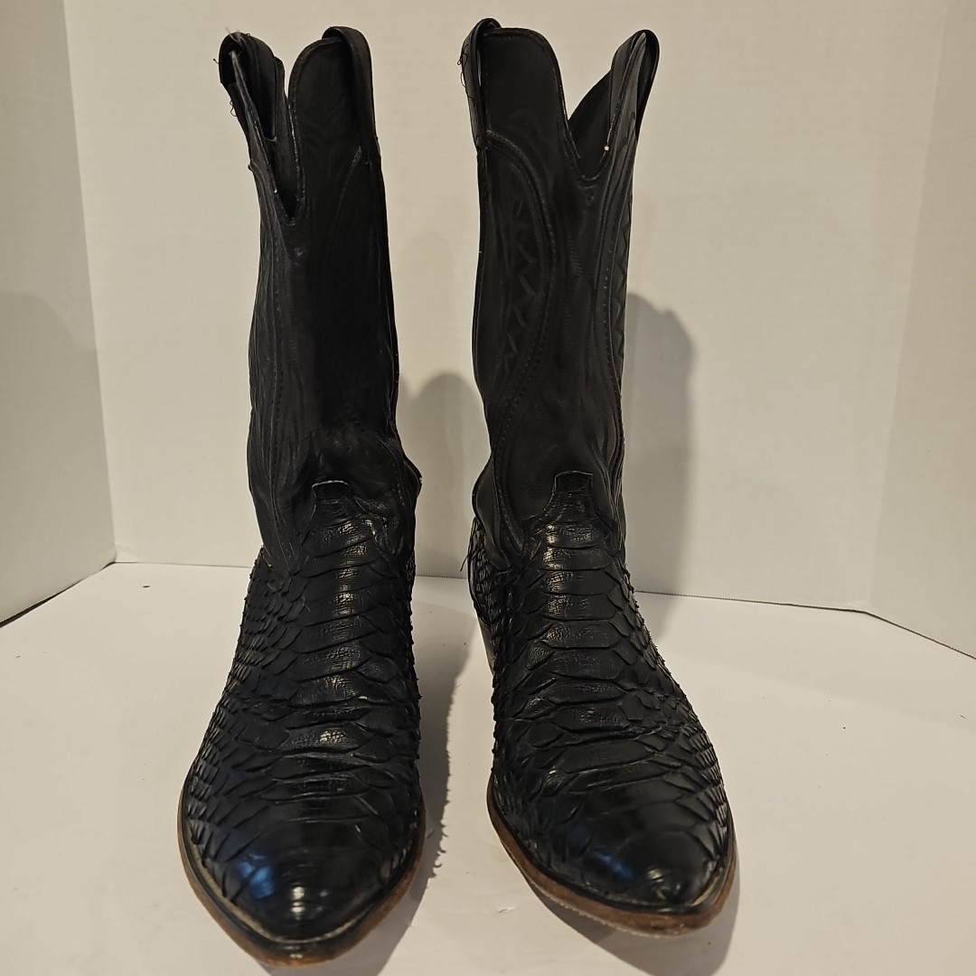 Men’s Code West Snakeskin Python Black Cowboy Boo… - image 2