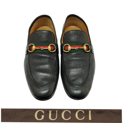 Gucci Black Leather Horsebit Black Leather Web Stripe Men\'s Loafers - Size 10D GUCCI || Men main image 2