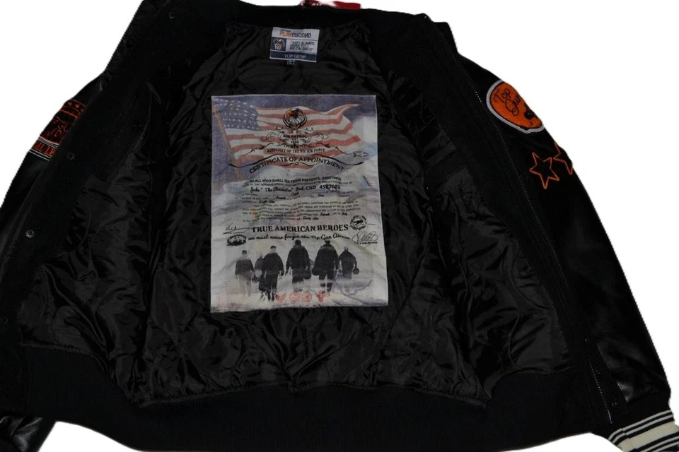 正品 TOP GUN "WILDCATS" VARSITY 夹克黑色男式全新带标签 — 第 4/4 张图片
