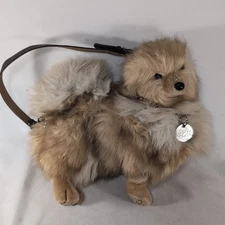 Fuzzy Nation Dog Purse Pomeranian Love on a Leash Bag Plush Adjustable Strap
