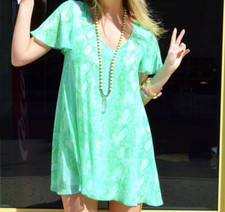 Judith March Green Snake Dress Sz Medium Short Mini Flowy V Neck Snakeskin Print