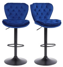 Image of SET OF 2 BLUE Velvet Bar stools , Matt Black Metal, CHAIRS