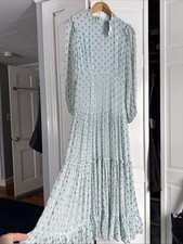 RIXO Iced Blue Maxi Dress NWT Size 8 UK 100% Viscose