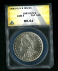 1882 O/S  Morgan Dollar ANACS MS 61 New Orleans Silver $1 VAM-4 O/S Top 100 Coin