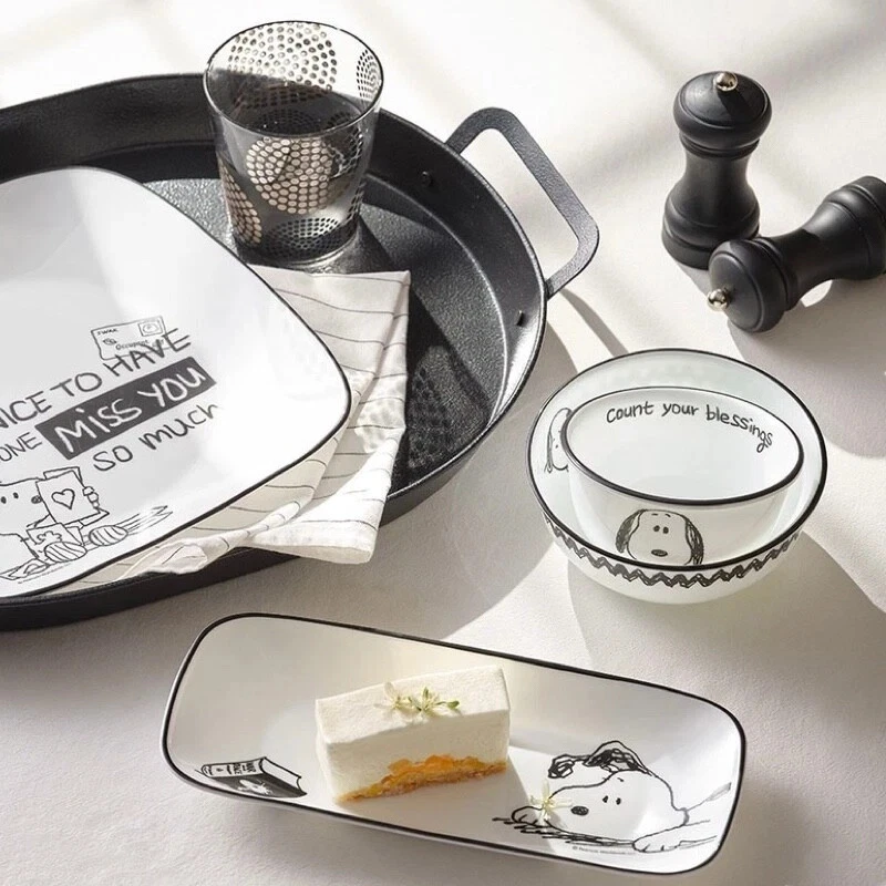 CORELLE x Peanuts Snoopy & Charlie Edition 10P Set Dinnerware Plate Bowl Kitchen - Image 4 of 4