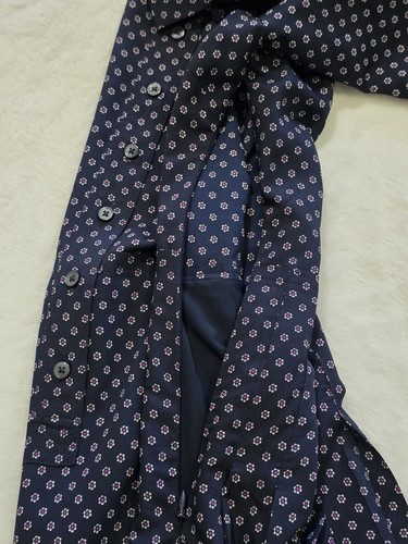 Banana Republic marineblau Kragen Knopfleiste plissiert Langarm Kleid Hemd Größe 2 - Bild 10 von 11