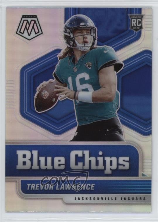 2021 Panini Mosaic Blue Chips Silver Prizm Trevor Lawrence #1 Rookie RC