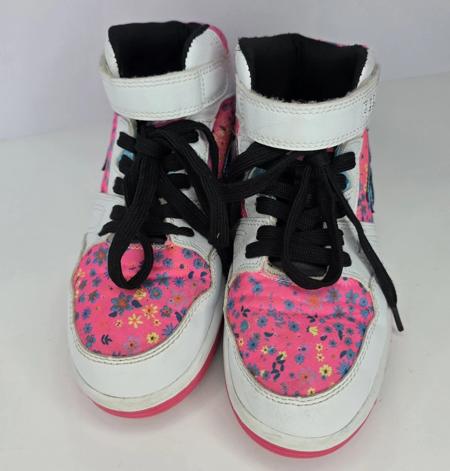 Zapato Reebok Cuero y Rosa Blanco Floral Hi Top Niñas Grandes Talla 2 #10572 Foto 2 de 4