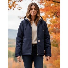Carhartt Women FR Full Swing Quick Duck Sherpa Lined Jacket CAT 3 Navy XXL NWT