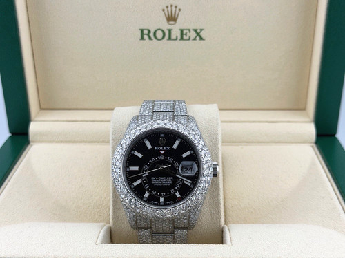 Rolex Sky Dweller 326934 42mm Iced Out Diamond Watch Case Bezel Band Steel