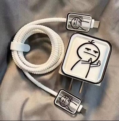 20W USB-C Fast Charger + Charging Cable   Funny Cartoon Wall Adapter