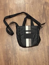 Aloha Collection Black Stripe Crossbody Tote Bag Le Voyageur Purse Mini Travel