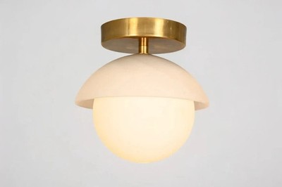 Mid Century Brass Sputnik Ceiling Light featuring a single glass Globe shade