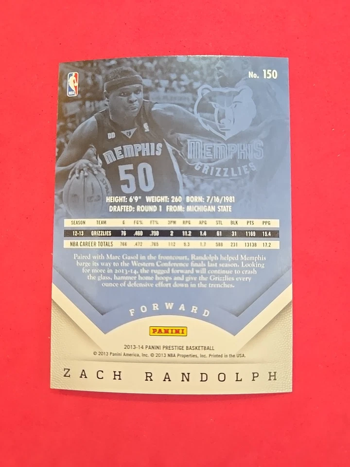 2013-14 Zach Randolph Panini Prestige #150 - Image 2 of 2