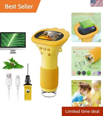 Microscope for Kids, 2'' IPS Screen 1000X Handheld Digital Microscopes HD Pock...