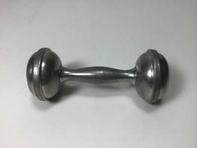 Vintage Web Pewter 4-1/4” Baby Rattle Dumbbell Style Unusual