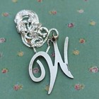 Vintage W Letter Pendant Necklace Sterling Silver 925 Minimalist Swirl Gift Box