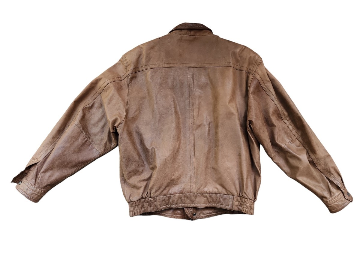 Vtg Aeropostale Jacket Men's L Leather Brown Bomber Flight