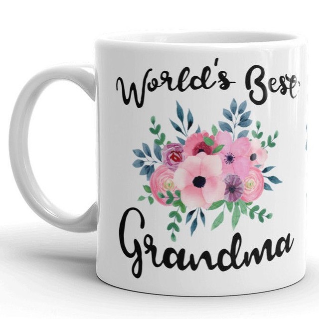Worlds Best Grandma Mug Grandmother Gift Ideas Cute Floral Granny