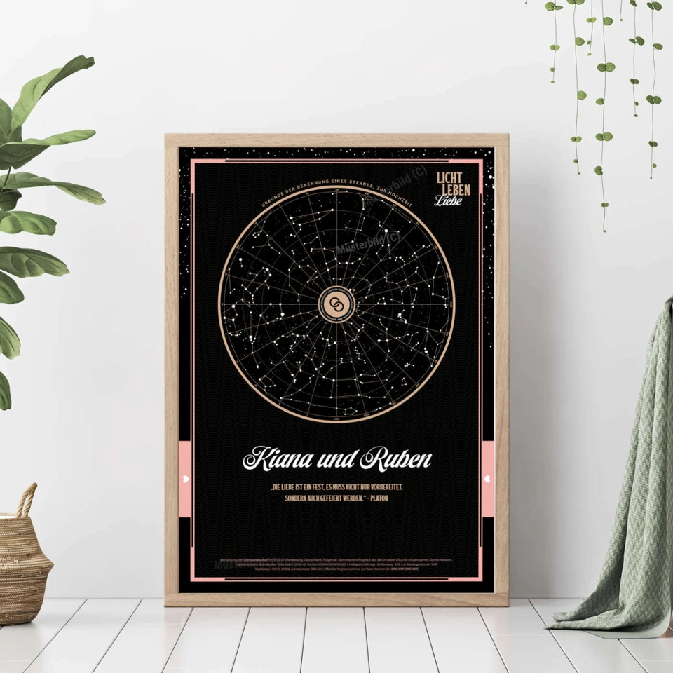Geschenk zur Hochzeit: Hochzeitsgeschenk personalisiert, Geschenkidee Sterntaufe - Bild 4 von 4