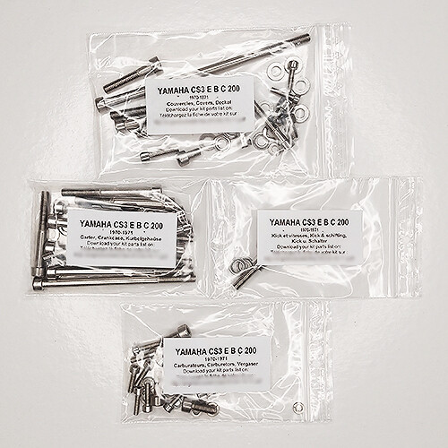 Kit vis moteur Yamaha CS3B CS3C CS3E inox 1970 1971Phillips