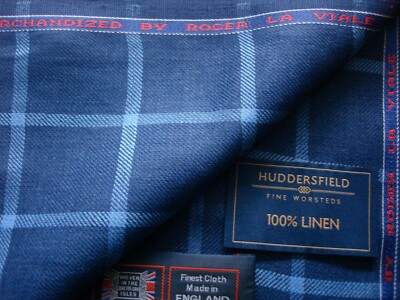 100% LINEN CASUAL  Check/Windowpane  JACKETING, SUITING FABRIC   By meter: 1.0 m