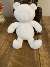 Mothercare Small White Teddy Bear Soft Toy With Yellow Stitch Detail 8” Rare