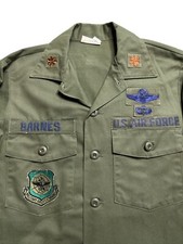 USAF Major Shirt OG-507 Vintage Olive Green Fatigue Jump Wings Airlift Xl