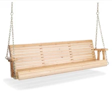 VINGLI 5FT Heavy-Duty Wooden Porch Swing, 880 lbs, Outdoor Bench & Chains.
