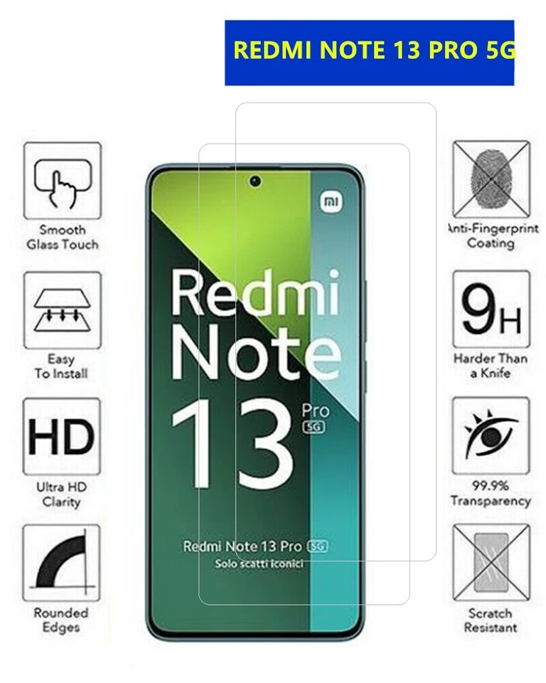 [2 Pezzi] Pellicola in vetro TEMPERATO per XIAOMI REDMI NOTE 13 PRO 5G