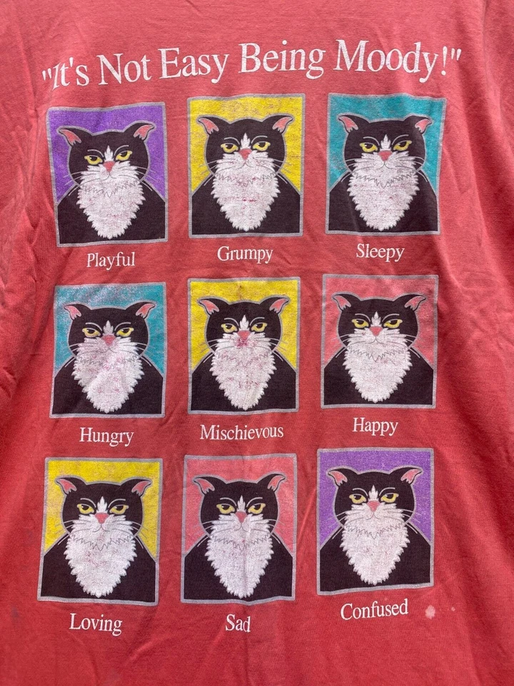 Camisa De Colección Gato Para Mujer OSFA Melocotón Moody Kitty Divertida Años 90 Vanity Fair Camisa para Dormir Foto 2 de 4