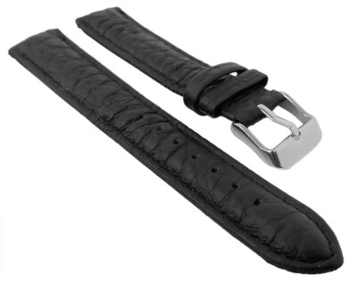 Uhrenarmband Minott | schwarz weiches Leder genarbt und gepolstert