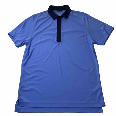 Zero Restriction Tour Series Mens Large Blue Polyester Polo Shirt 4 Button