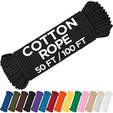 Cotton Rope 3/16  5 mm   100 FT   Strong All-Purpose Braided Rope   Natural C...