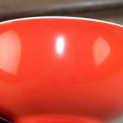 Chinese Porcelain Shanghai Museum 1962s Red Glaze Bowls 5.9 Inch